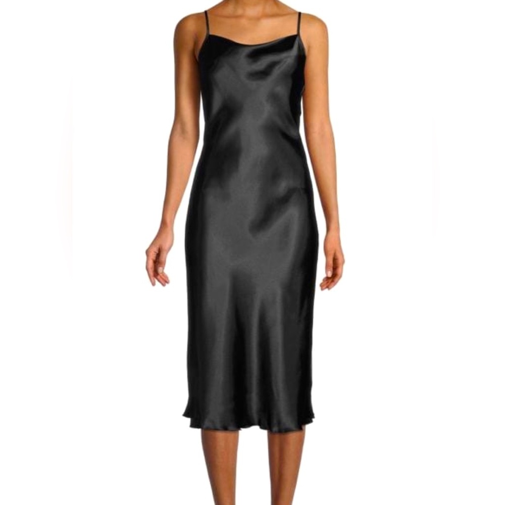 Bebe Black Satin Slip Dress